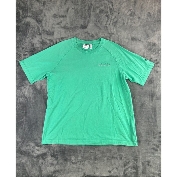 Y2K Adidas Sports Club T-Shirt XL Green Trefoil Logo Streetwear Raglan Tee Men's - Picture 1 of 10